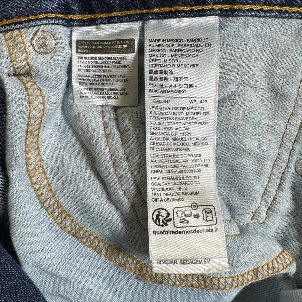 Levis 505 Regular Fit Jeans Mens 36x32 Dark Wash Straight Leg 100% Cotton Denim